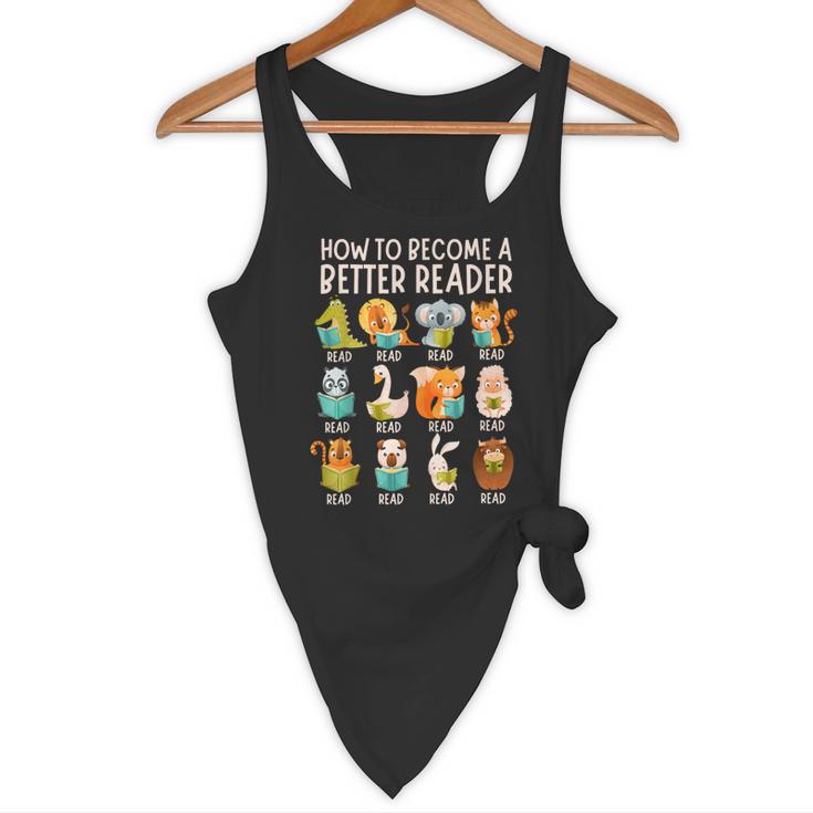 Reading Teacher How To Become a Better Reader Book Lover Fun Flowy Tank, novelty gifts, funny gifts Reading Teacher How To Become a Better Reader Book Lover Fun Flowy Tank, novelty gifts, funny gifts