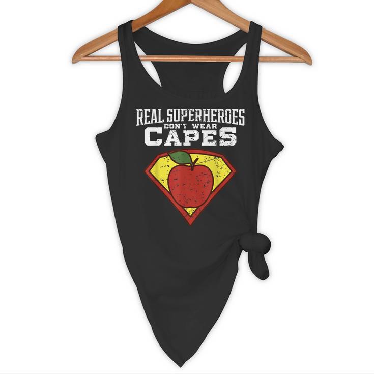 Real Superheroes Don't Wear Capes Teacher Shirt Teaching Te Flowy Tank, novelty gifts, funny gifts