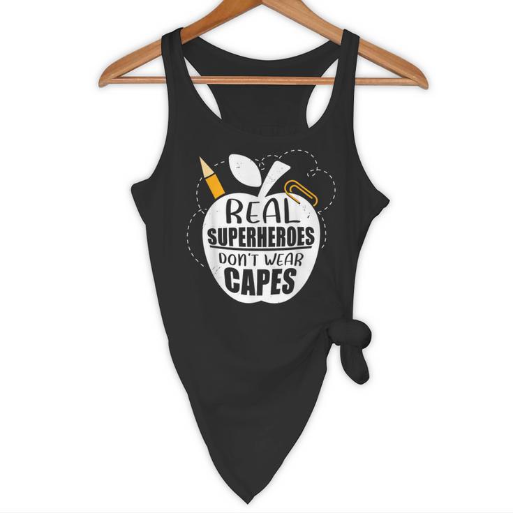 Real Superheroes Wear No Capes Teacher Design Teach Flowy Tank, novelty gifts, funny gifts