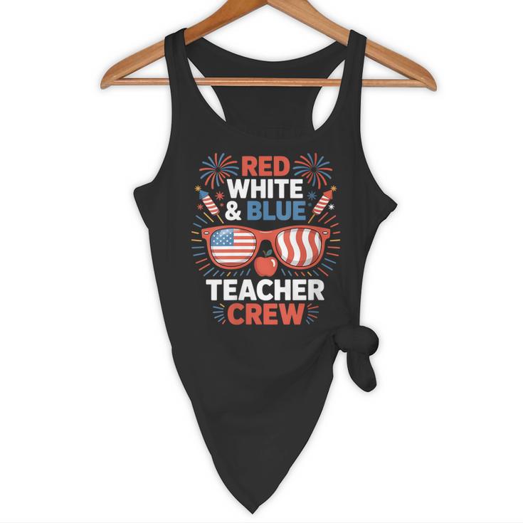Red & Blue Teacher Crew Shirt 4th Of July Sunglasses Flowy Tank, novelty gifts, funny gifts