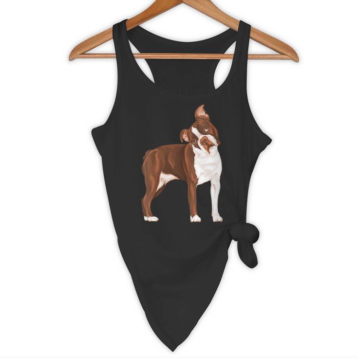 Red Boston Terrier Dog Flowy Tank, novelty gifts, funny gifts