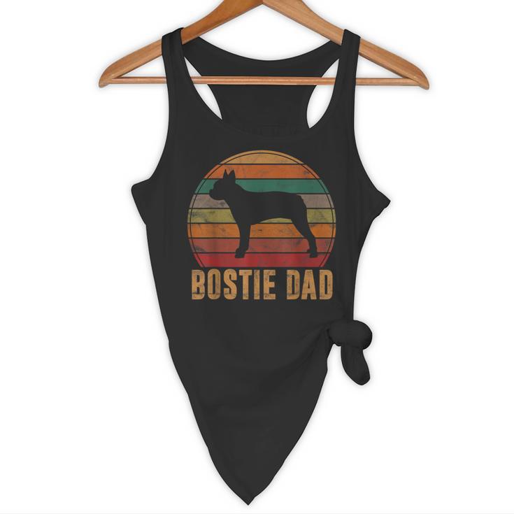 Retro Boston Terrier Dad Dog Owner Pet Bostie Father Flowy Tank, novelty gifts, funny gifts