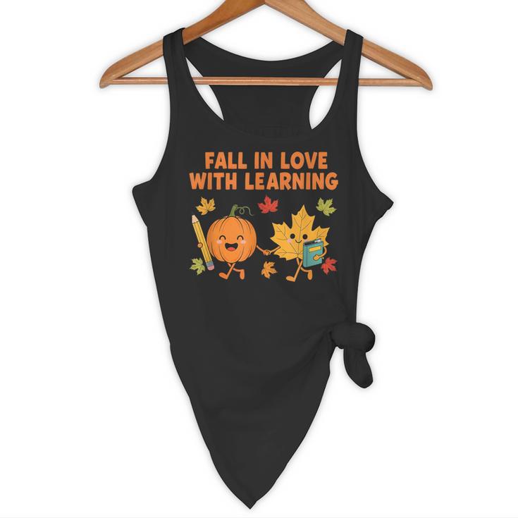 Retro Fall In Love With Learning Autumn Pumpkin Teacher Flowy Tank, novelty gifts, funny gifts Retro Fall In Love With Learning Autumn Pumpkin Teacher Flowy Tank, novelty gifts, funny gifts