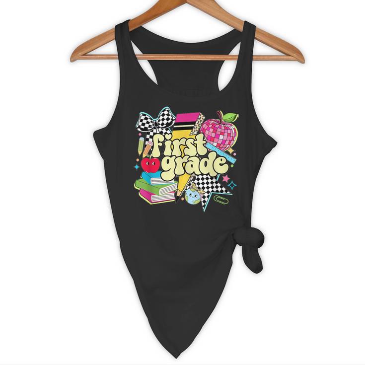 Retro First Grade Teacher Disco Ball Coquette Back To School Flowy Tank, novelty gifts, funny gifts Retro First Grade Teacher Disco Ball Coquette Back To School Flowy Tank, novelty gifts, funny gifts