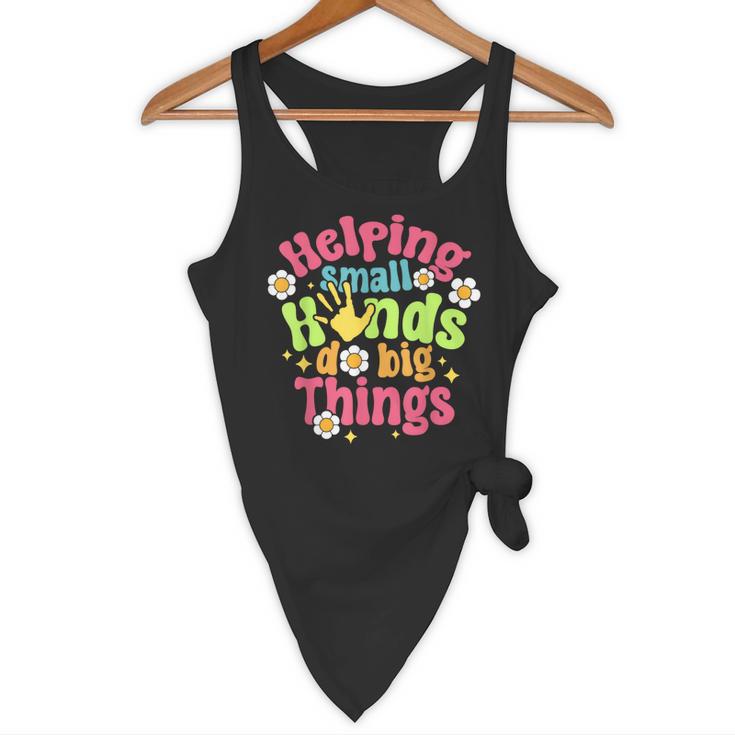 Retro Helping Small Hands Do Big Things Teacher Appreciation For Men Women Flowy Tank, novelty gifts, funny gifts Retro Helping Small Hands Do Big Things Teacher Appreciation For Men Women Flowy Tank, novelty gifts, funny gifts