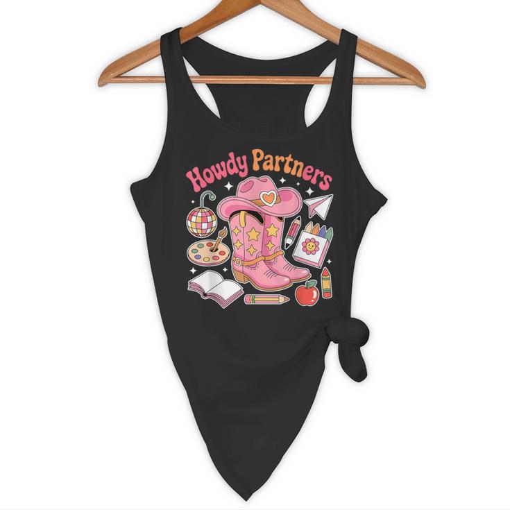 Retro Howdy Partners Cowgirl Cowboy Teacher Back To School Flowy Tank, novelty gifts, funny gifts