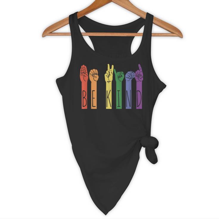 Retro Be Kind ASL Deaf Teacher Sign Language Gay Pride Flowy Tank, novelty gifts, funny gifts Retro Be Kind ASL Deaf Teacher Sign Language Gay Pride Flowy Tank, novelty gifts, funny gifts