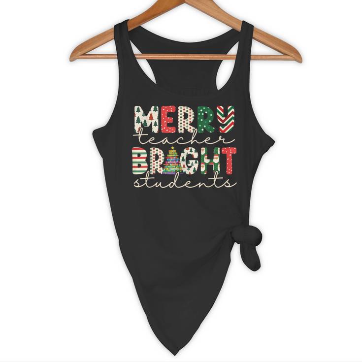 Retro Merry Teacher Bright Students Christmas Teacher Flowy Tank, novelty gifts, funny gifts