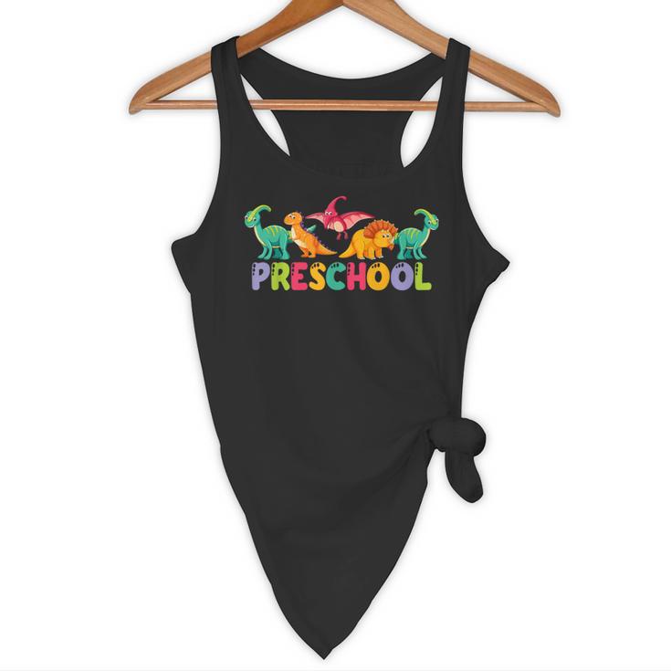 Retro Preschool Cute Dinosaur Preschool Teacher Kids Boys Flowy Tank, novelty gifts, funny gifts