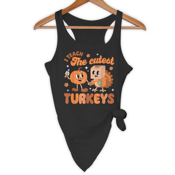 Retro I Teach The Cutest Turkey Thanksgiving Pumpkin Teacher Flowy Tank, novelty gifts, funny gifts Retro I Teach The Cutest Turkey Thanksgiving Pumpkin Teacher Flowy Tank, novelty gifts, funny gifts