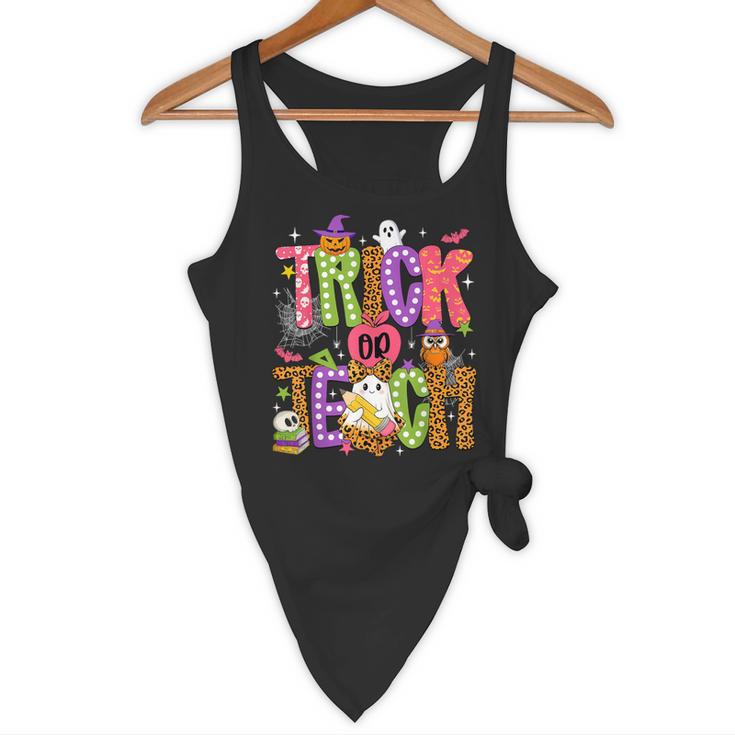Retro Trick Or Teach Leopard Ghost Halloween Spooky Teacher Flowy Tank, novelty gifts, funny gifts Retro Trick Or Teach Leopard Ghost Halloween Spooky Teacher Flowy Tank, novelty gifts, funny gifts
