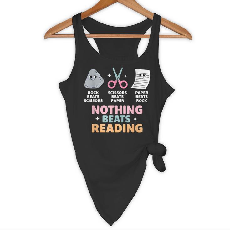 Rock Paper Scissors Teacher Librarian Nothing Beats Reading Flowy Tank, novelty gifts, funny gifts