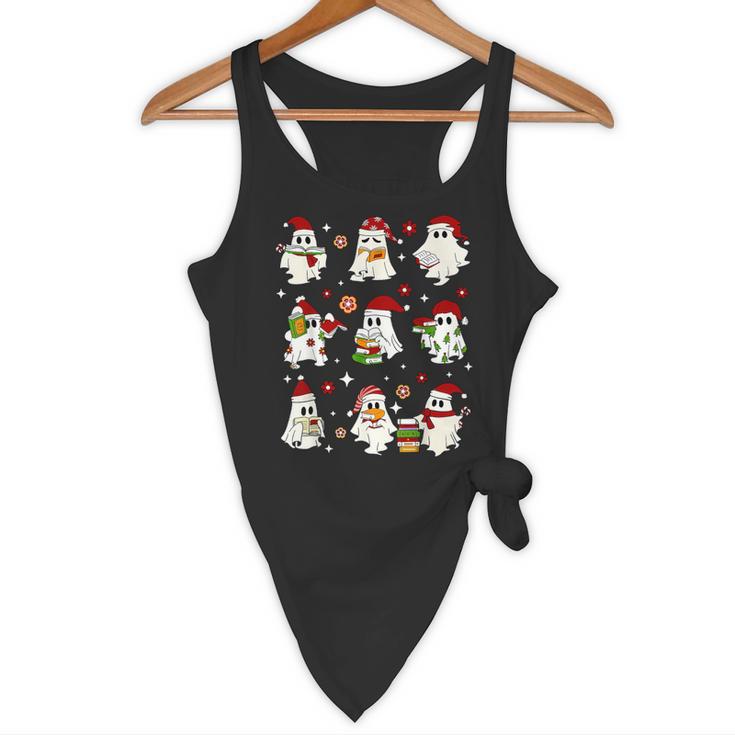Santa Ghost Reading Books Christmas Library Teacher Flowy Tank, novelty gifts, funny gifts Santa Ghost Reading Books Christmas Library Teacher Flowy Tank, novelty gifts, funny gifts