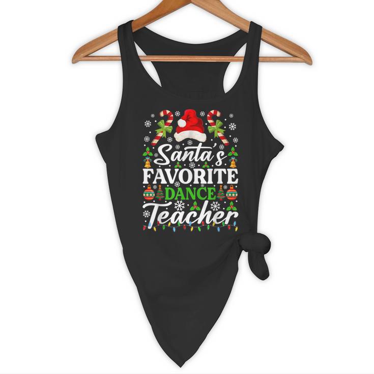 Santa's Favorite Dance Teacher Shirt Christmas Pajama Flowy Tank, novelty gifts, funny gifts
