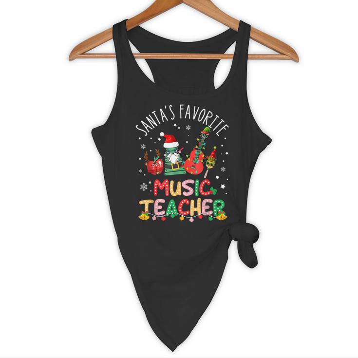 Santa's Favorite Music Teacher Christmas Santa Hat Matching Flowy Tank, novelty gifts, funny gifts