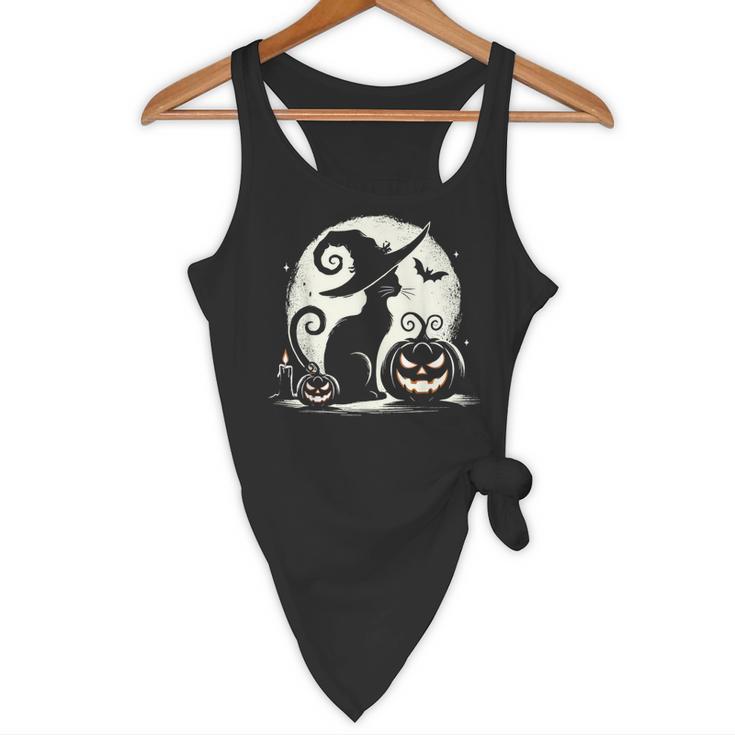 Scary Halloween Cat Costume Retro Cat Moon For Men Women Kids Flowy Tank, novelty gifts, funny gifts