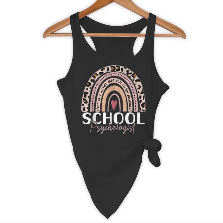 School Psych Teacher School Psychologist Leopard Rainbow Flowy Tank, novelty gifts, funny gifts School Psych Teacher School Psychologist Leopard Rainbow Flowy Tank, novelty gifts, funny gifts