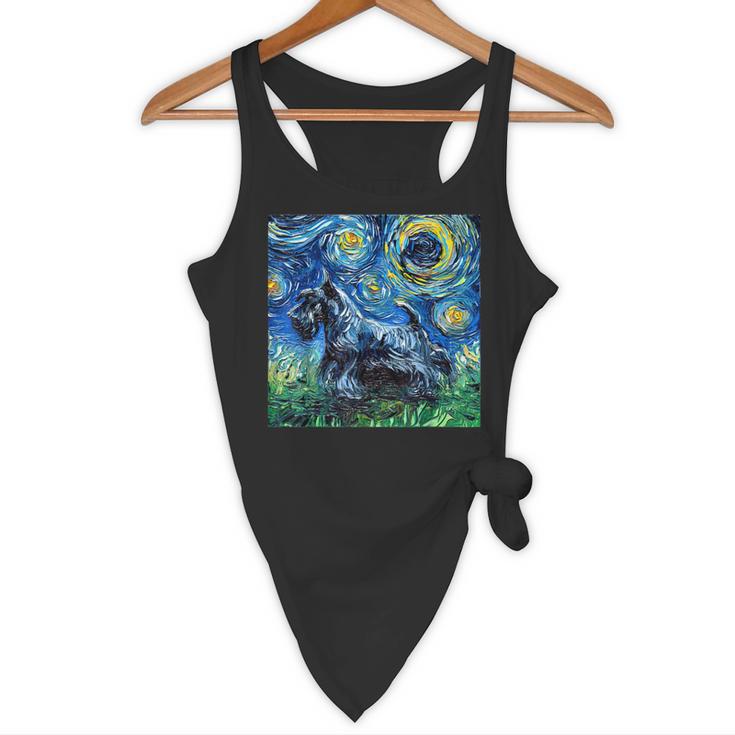 Scottish Terrier Starry Night Scotty Dog Art By Aja Flowy Tank, novelty gifts, funny gifts