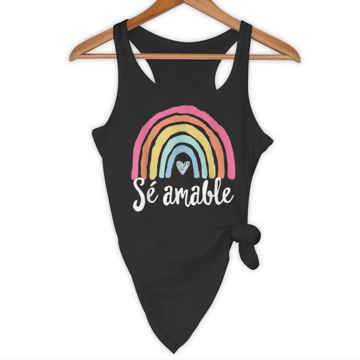 Sé Amable Spanish Bilingual Teacher Be Kind Boho Rainbow Flowy Tank, novelty gifts, funny gifts