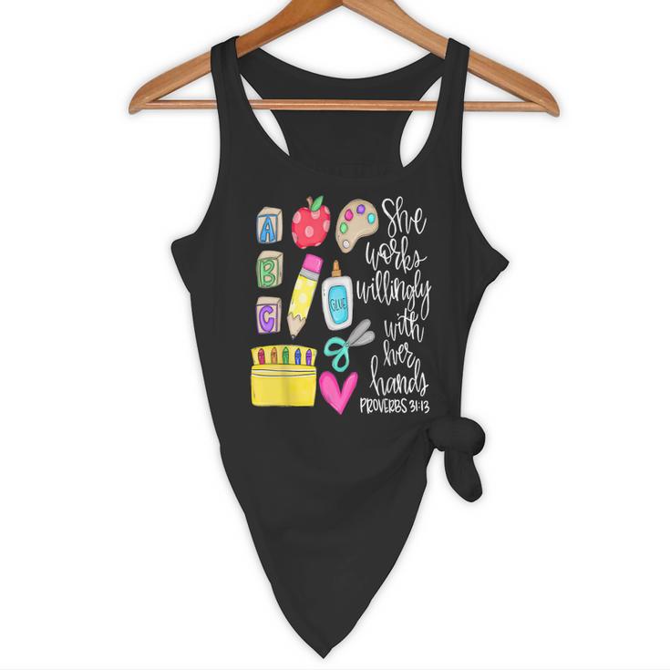 She Works Willingly With Her Hands Proverbs Daycare Teacher Men Women Flowy Tank, novelty gifts, funny gifts She Works Willingly With Her Hands Proverbs Daycare Teacher Men Women Flowy Tank, novelty gifts, funny gifts