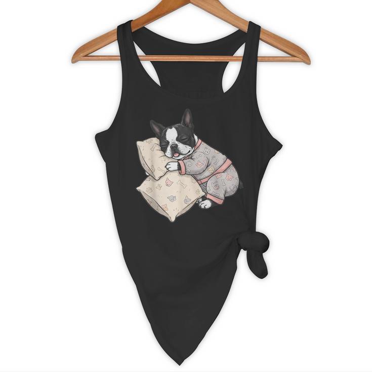 Sleepy Boston Terrier Pajama Men Women Kids Flowy Tank, novelty gifts, funny gifts