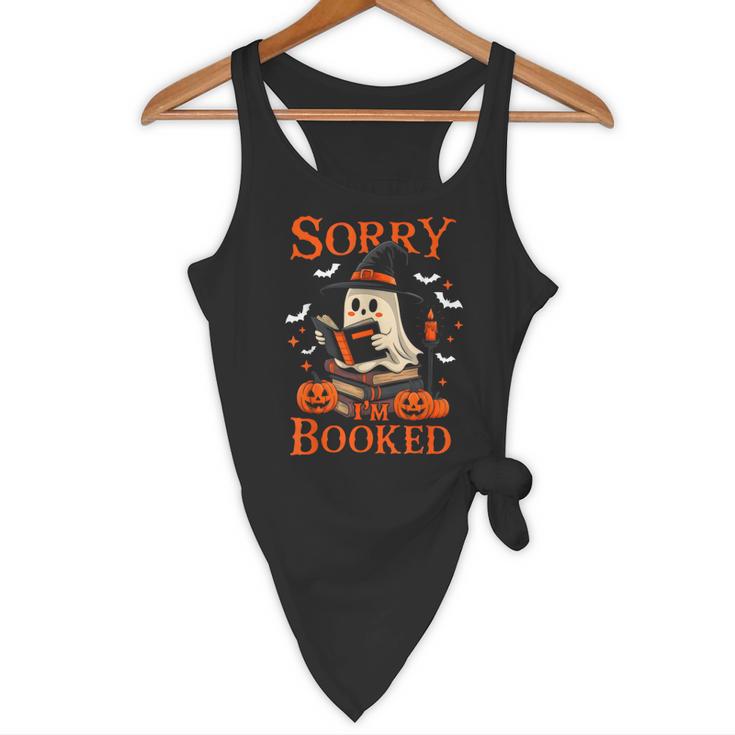 Sorry I'm Booked Ghost Reading Book Lover Teacher Halloween Flowy Tank, novelty gifts, funny gifts