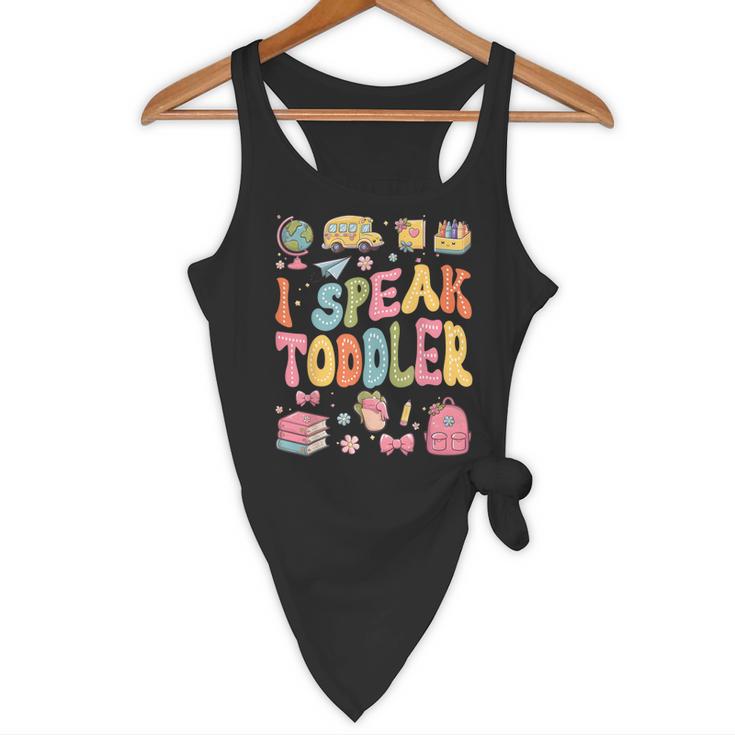 I Speak Toddler Teacher Pre-K Frist Day Back To School Flowy Tank, novelty gifts, funny gifts