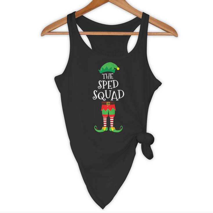 SPED Squad Elf Teacher Matching Christmas Party Pajama Flowy Tank, novelty gifts, funny gifts