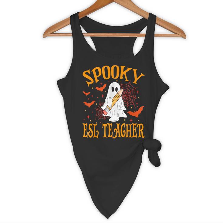 Spooky ESL Teacher Ghost Halloween School Women Flowy Tank, novelty gifts, funny gifts