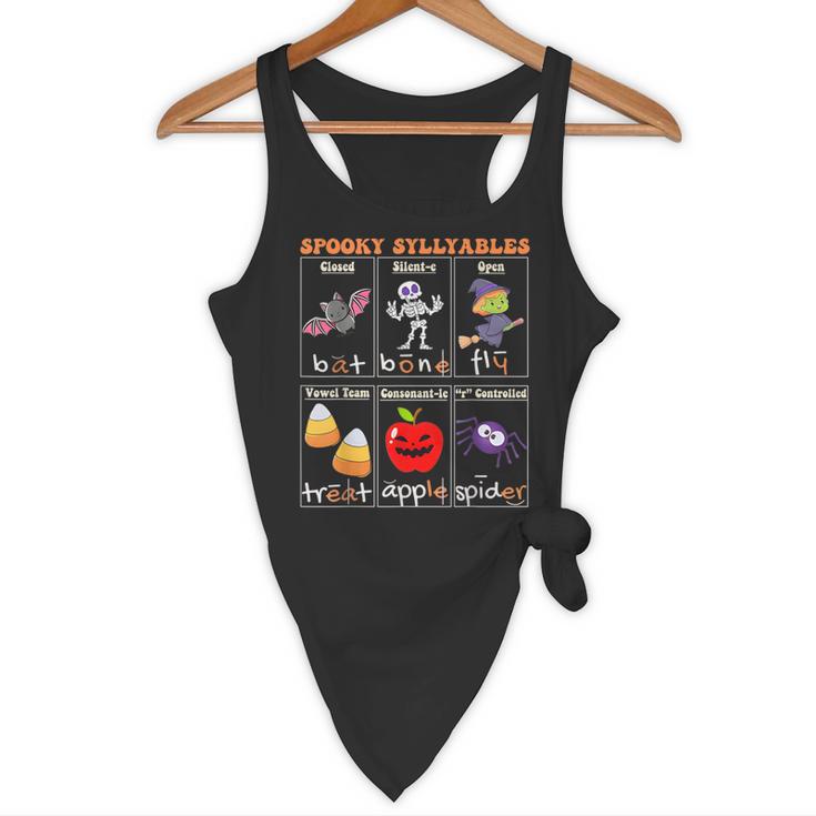 Spooky Syllables Halloween Teacher Student Education Flowy Tank, novelty gifts, funny gifts