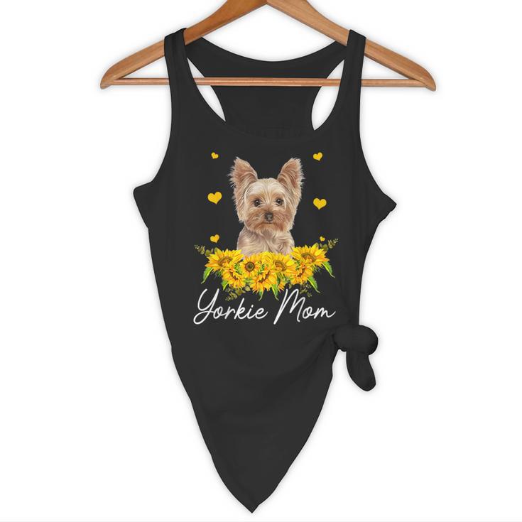 Sunflower Yorkie Mom Dog Lover Flowy Tank, novelty gifts, funny gifts