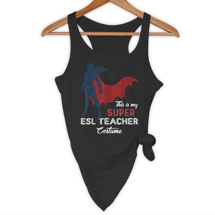 This Is My Super ESL Teacher Costume Lazy Halloween Flowy Tank, novelty gifts, funny gifts