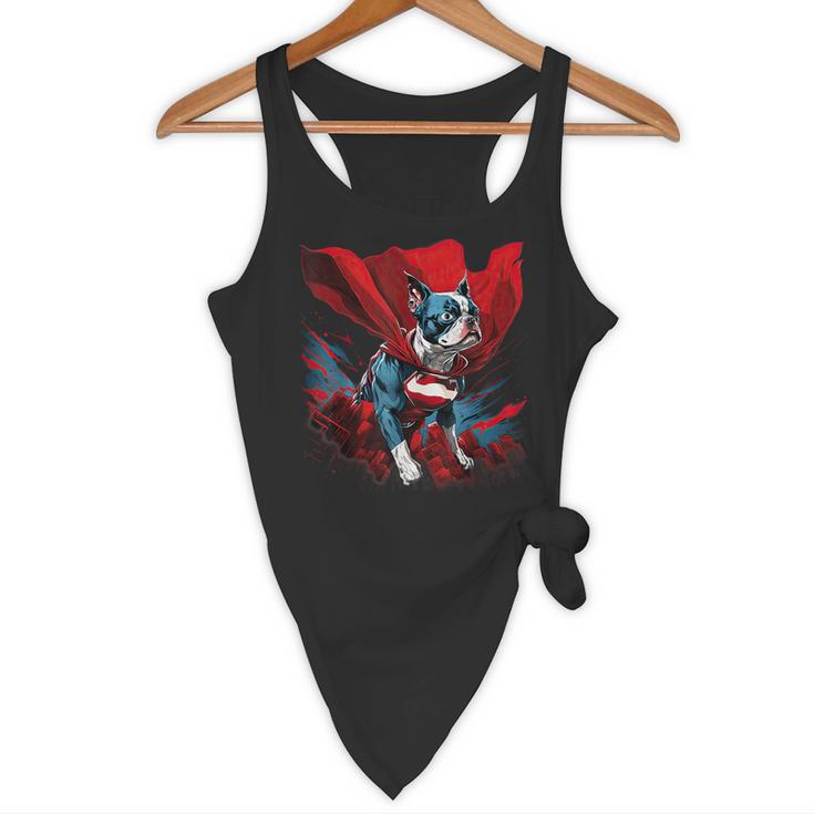 Super Power Superhero Boston Terrier Dog For Men Women Kids Flowy Tank, novelty gifts, funny gifts