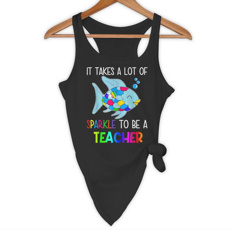 It Takes A Lot Of Sparkle To Be A Teacher Rainbow Fish For Men Women Flowy Tank, novelty gifts, funny gifts