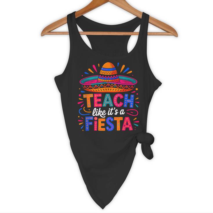 Teach Like It'S A Fiesta Teachers Sombrero Cinco De Mayo Flowy Tank, novelty gifts, funny gifts Teach Like It'S A Fiesta Teachers Sombrero Cinco De Mayo Flowy Tank, novelty gifts, funny gifts
