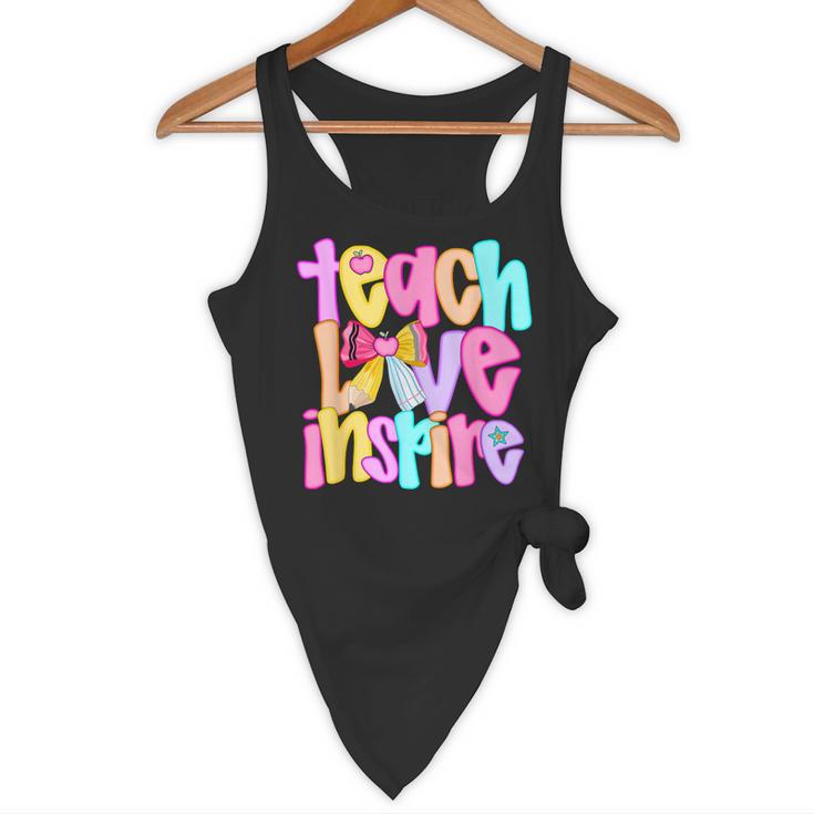 Teach Love Inspire Preppy Back To School Teacher Women Flowy Tank, novelty gifts, funny gifts Teach Love Inspire Preppy Back To School Teacher Women Flowy Tank, novelty gifts, funny gifts