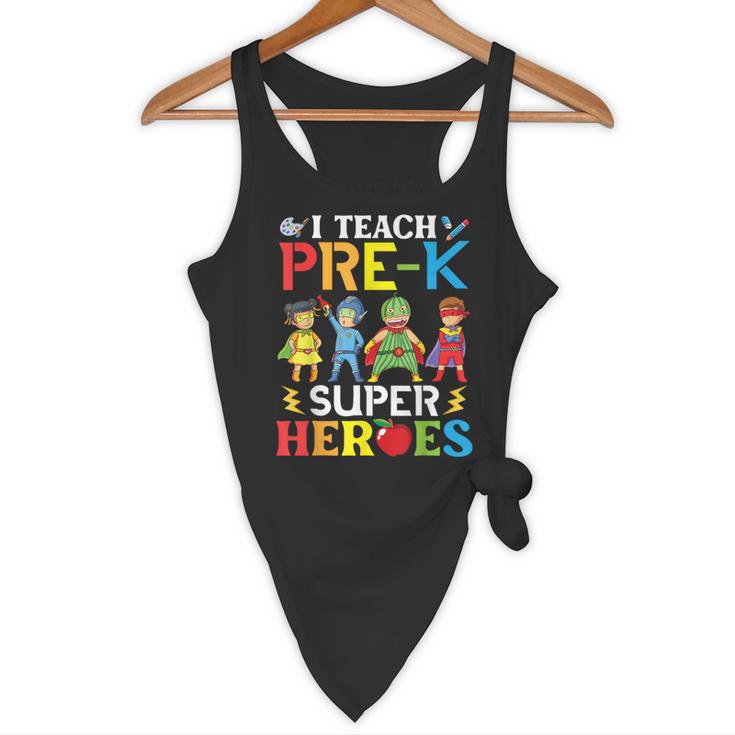 I Teach Pre-K Superheroes Students Teacher Back To School Flowy Tank, novelty gifts, funny gifts