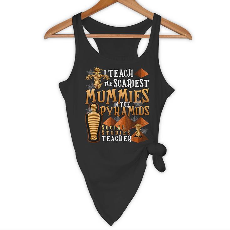 Teach The Scariest Mummies Halloween Social Studies Teacher Men Women Flowy Tank, novelty gifts, funny gifts
