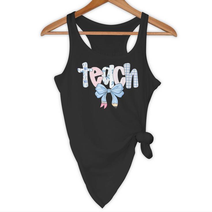 Teach Teacher Coquette Bow Pencil Back To School First Day Flowy Tank, novelty gifts, funny gifts Teach Teacher Coquette Bow Pencil Back To School First Day Flowy Tank, novelty gifts, funny gifts