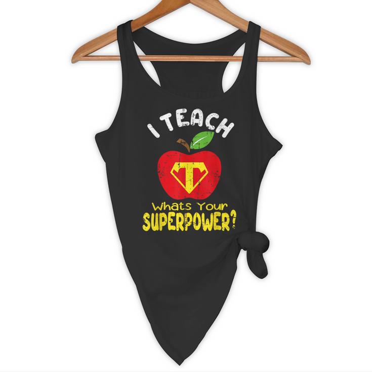 I Teach What's Your Superpower Superhero Teacher Flowy Tank, novelty gifts, funny gifts I Teach What's Your Superpower Superhero Teacher Flowy Tank, novelty gifts, funny gifts