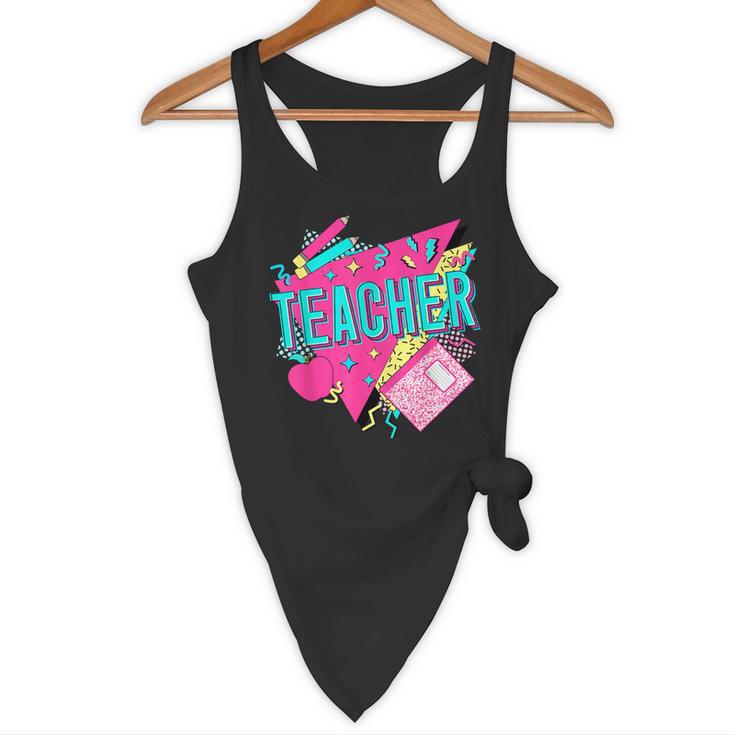 Teacher 90s Retro Colorful Teacher Of The 90s Back To School Flowy Tank, novelty gifts, funny gifts