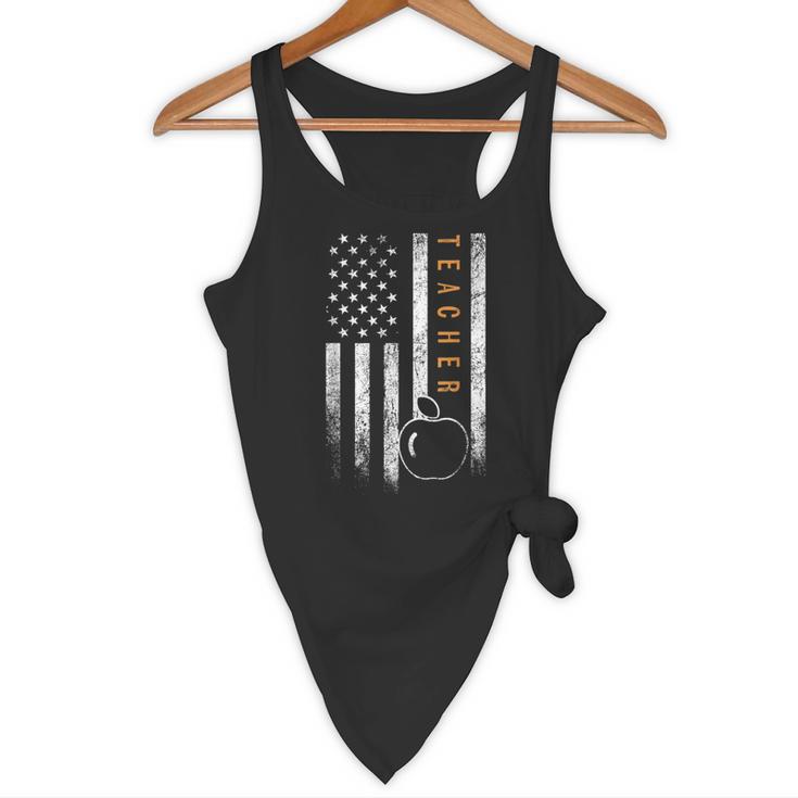 Teacher American Flag Teacher's Day Teaching Flowy Tank, novelty gifts, funny gifts