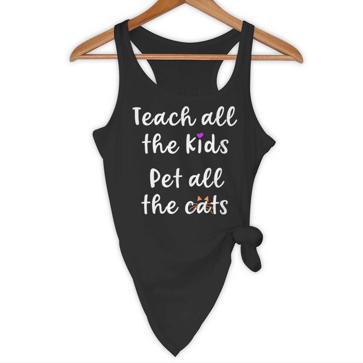 Teacher Cat Lover Mom Teach All The Kids Pet All The Cats Flowy Tank, novelty gifts, funny gifts