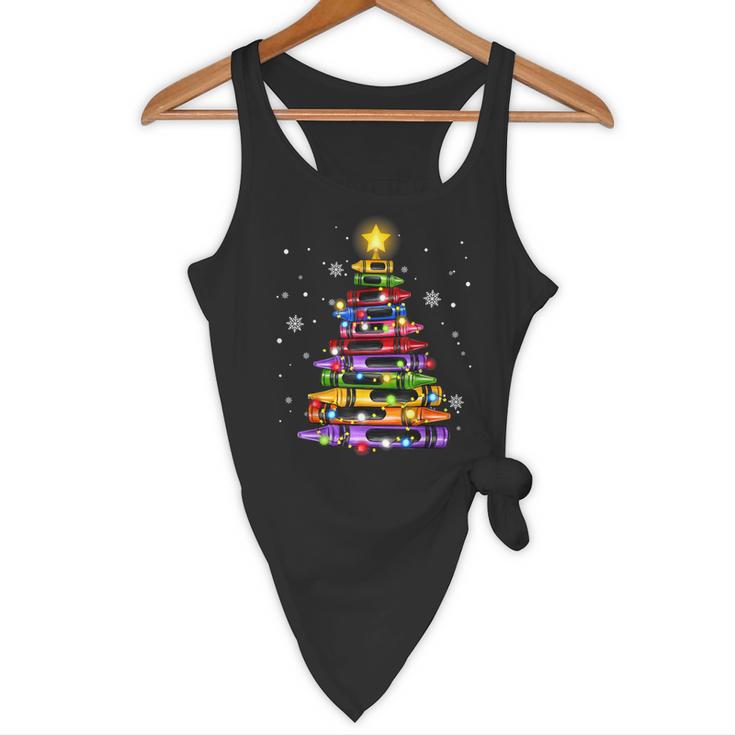 Teacher Crayon Christmas Tree Lights Student School Xmas Flowy Tank, novelty gifts, funny gifts Teacher Crayon Christmas Tree Lights Student School Xmas Flowy Tank, novelty gifts, funny gifts