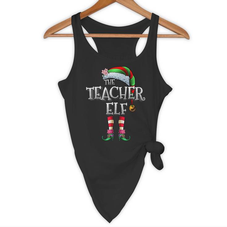 The Teacher Elf Shirt Matching Family Christmas Elf Men Women Kids Flowy Tank, novelty gifts, funny gifts