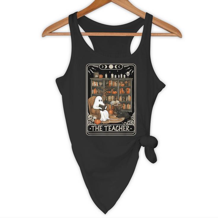 The Teacher Ghost Book Reading Books Lover Halloween Flowy Tank, novelty gifts, funny gifts