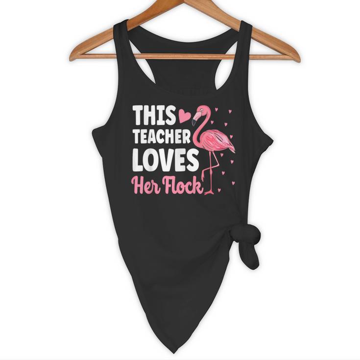 This Teacher Loves Her Flock Teaching Flamingo Girl Flowy Tank, novelty gifts, funny gifts