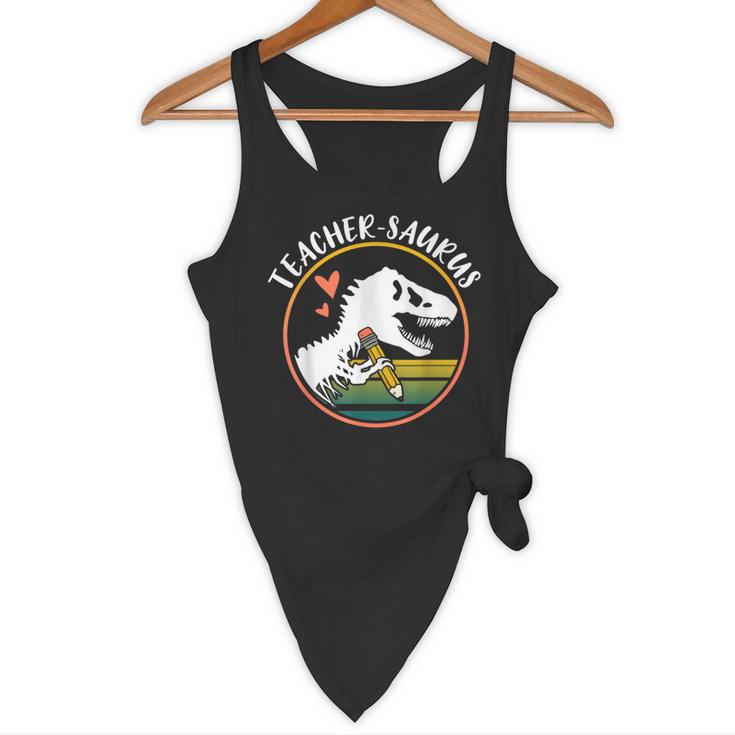 Teacher-Saurus Dinosaur Teacher Design T-Rex Design Flowy Tank, novelty gifts, funny gifts