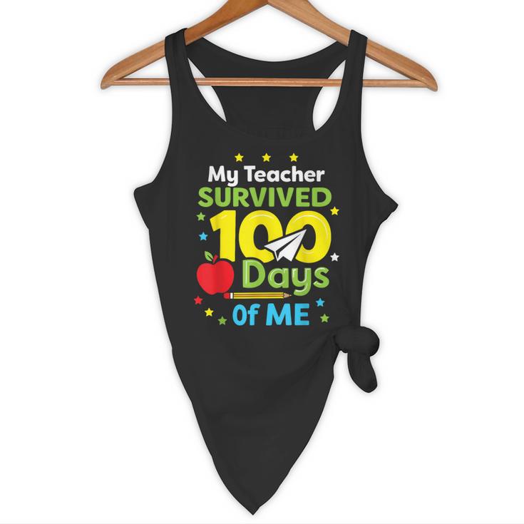 My Teacher Survived 100 Days Of Me Flowy Tank, novelty gifts, funny gifts My Teacher Survived 100 Days Of Me Flowy Tank, novelty gifts, funny gifts