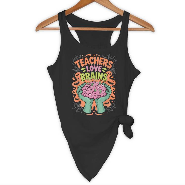 Teacher Teachers Love Brains Halloween Men Women Flowy Tank, novelty gifts, funny gifts